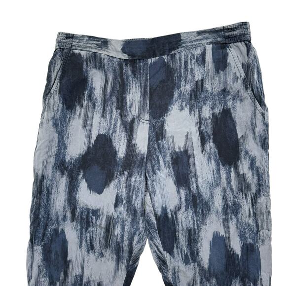 GAP Blue Brushstrokes Lyocell Track Pant Size Large Womens Elastic Waist Pockets - Picture 3 of 8